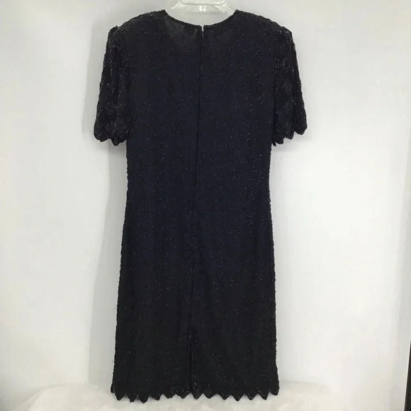 Laurence Kazar Vintage Silk Beaded Sequins Cocktail Party Dress Size Medium - Picture 2 of 11